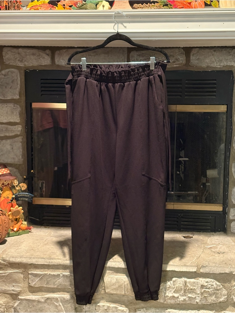Ashley Stewart Dark Black Plus-Size Elastic-Waist Joggers